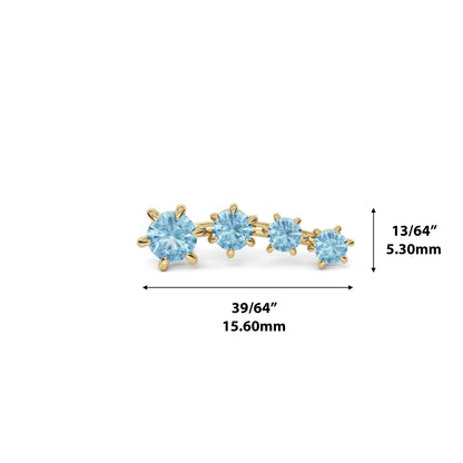 14K Gold Graduated Blue Topaz Curved Threadless End