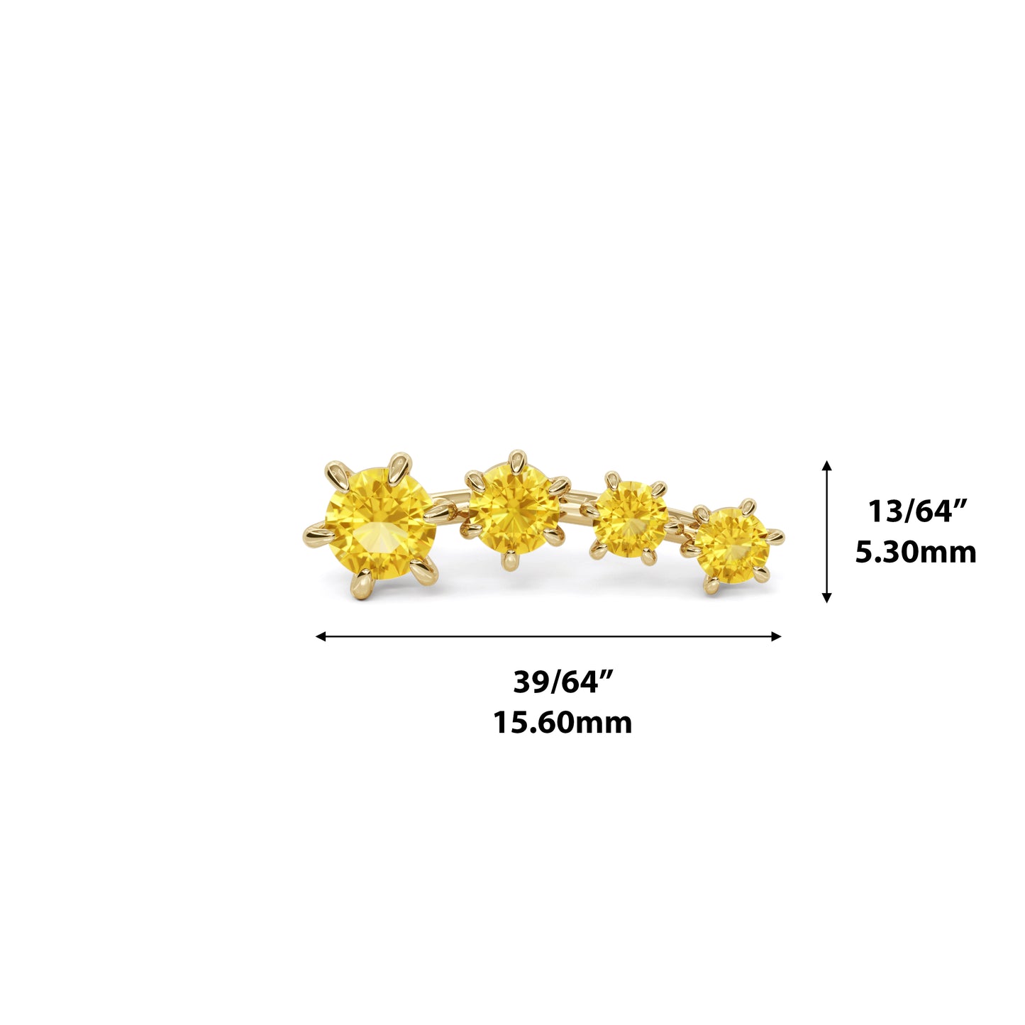 14K Gold Graduated Citrine Curved Threadless End