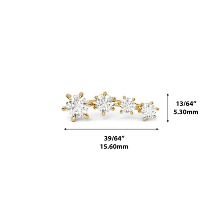 14K Gold Graduated Diamond Curved Threadless End