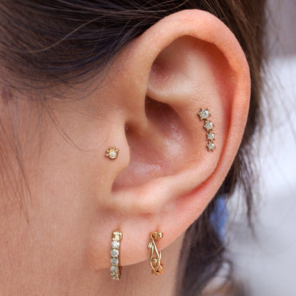 14K Gold Graduated Diamond Curved Threadless End