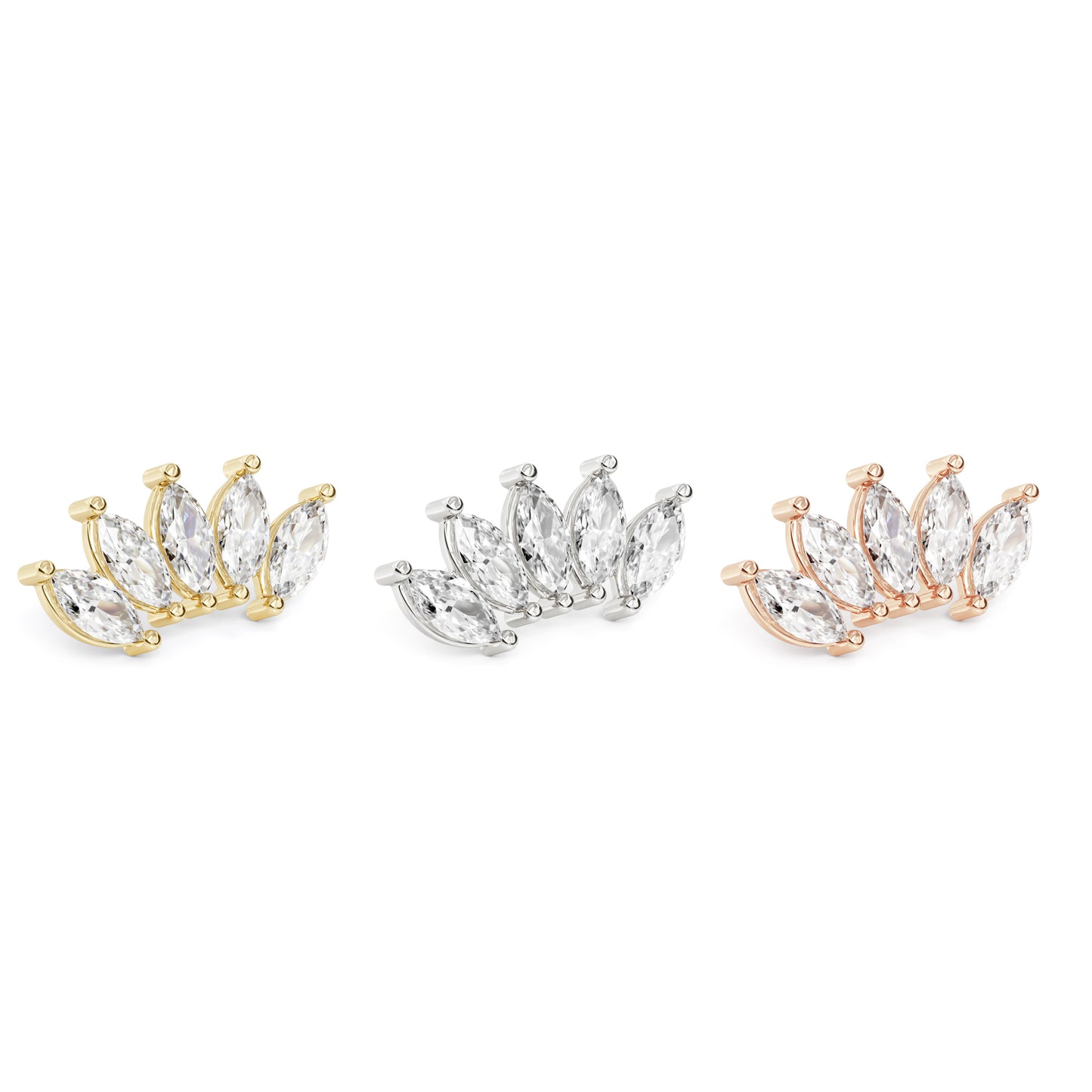 14K Gold Crown Marquise Diamond Curved Threadless End