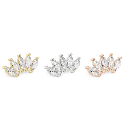 14K Gold Crown Marquise Diamond Curved Threadless End