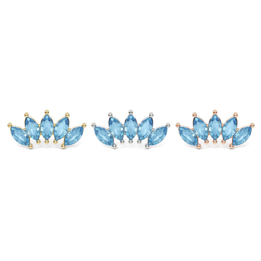 14K Gold Crown Marquise Blue Topaz Curved Threadless End