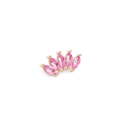 14K Gold Crown Marquise Pink Tourmaline Curved Threadless End