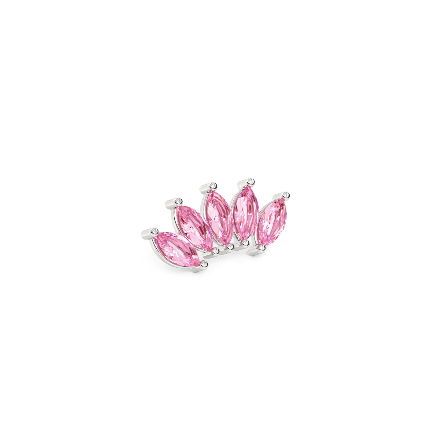 14K Gold Crown Marquise Pink Tourmaline Curved Threadless End