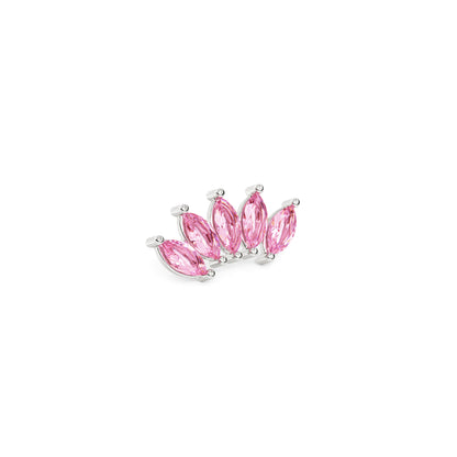 14K Gold Crown Marquise Pink Tourmaline Curved Threadless End