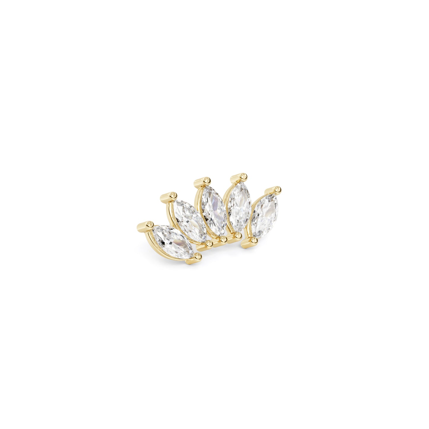 14K Gold Crown Marquise Diamond Curved Threadless End