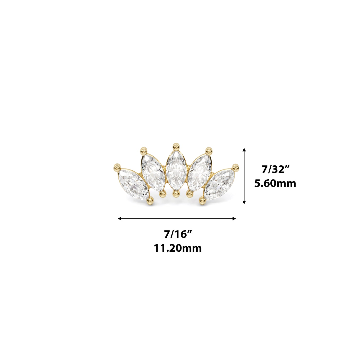 14K Gold Crown Marquise Diamond Curved Threadless End