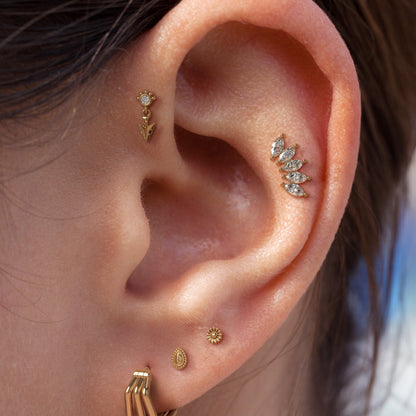 14K Gold Crown Marquise Diamond Curved Threadless End