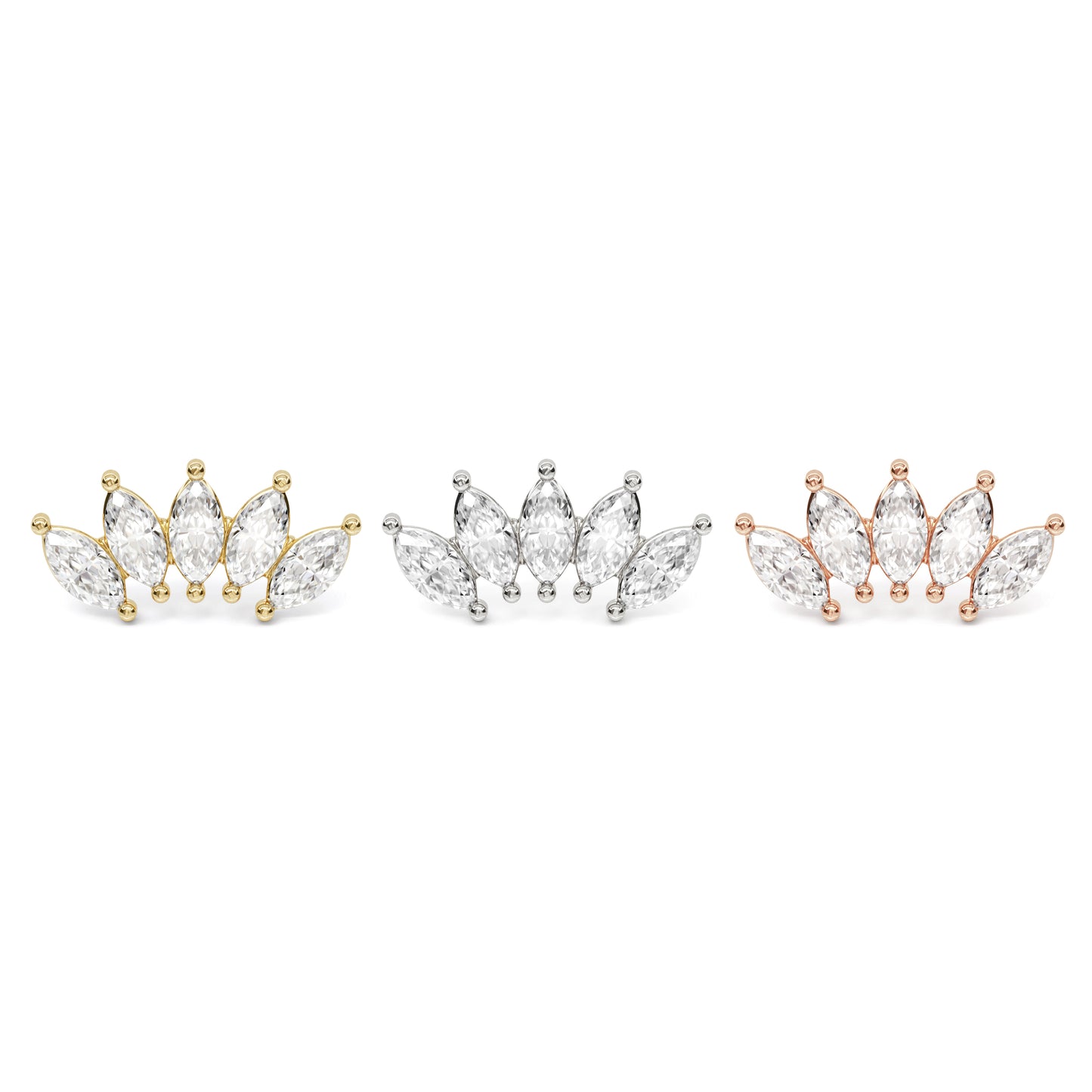 14K Gold Crown Marquise Diamond Curved Threadless End