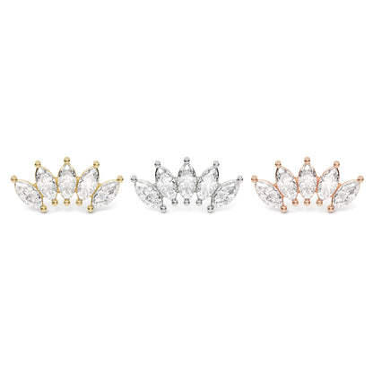 14K Gold Crown Marquise Diamond Curved Threadless End