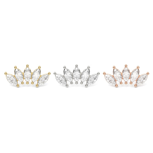 14K Gold Crown Marquise Diamond Curved Threadless End