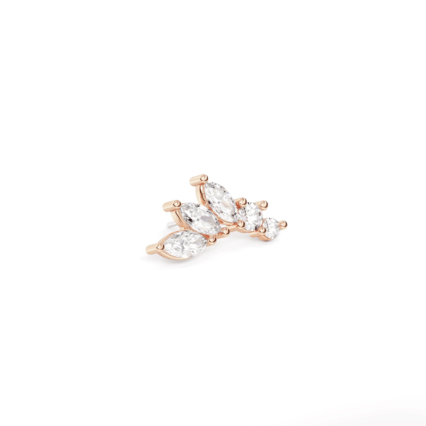 14K Gold Marquise and Round Diamond Curved Threadless End