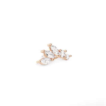 14K Gold Marquise and Round Diamond Curved Threadless End