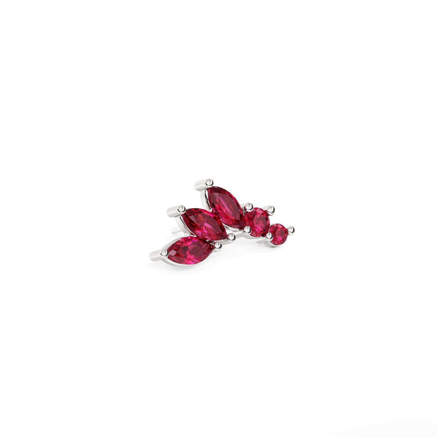 14K Gold Marquise and Round Ruby Curved Threadless End