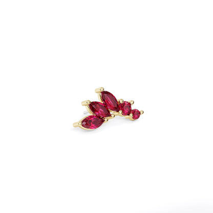 14K Gold Marquise and Round Ruby Curved Threadless End