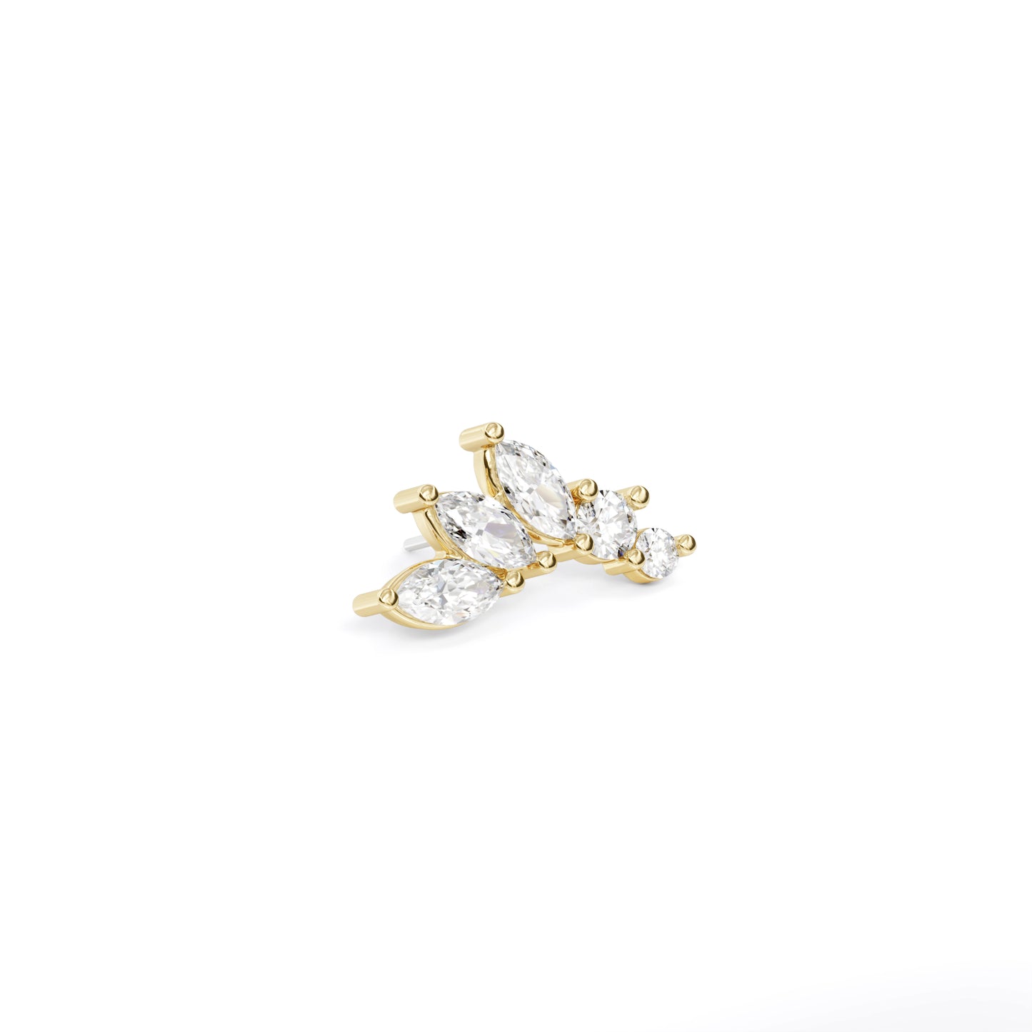 14K Gold Marquise and Round Diamond Curved Threadless End