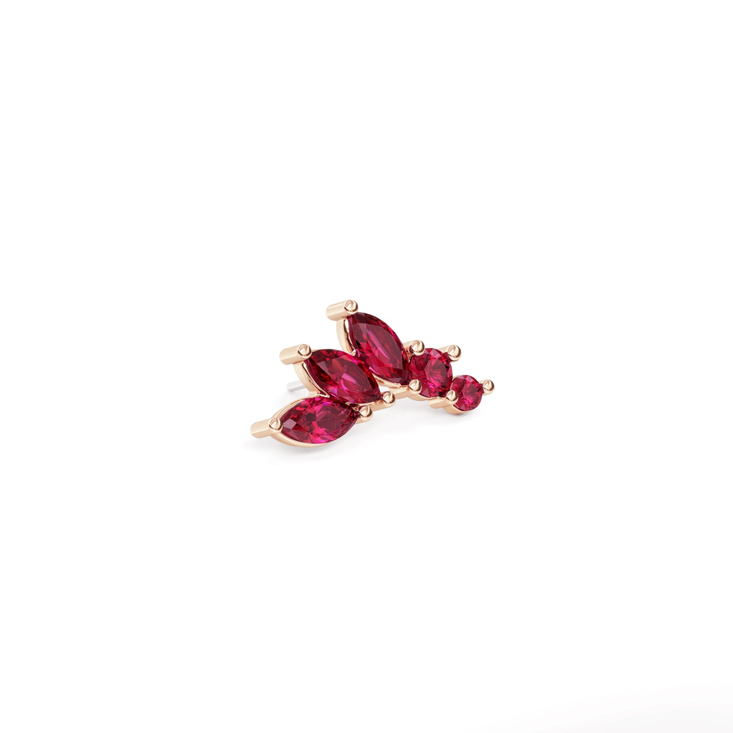 14K Gold Marquise and Round Ruby Curved Threadless End