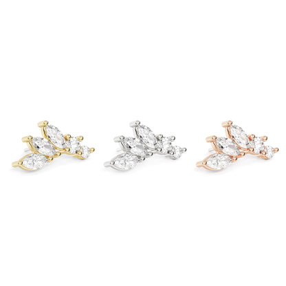 14K Gold Marquise and Round Diamond Curved Threadless End