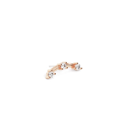 14K Gold Trio Round Diamond Curved Threadless End