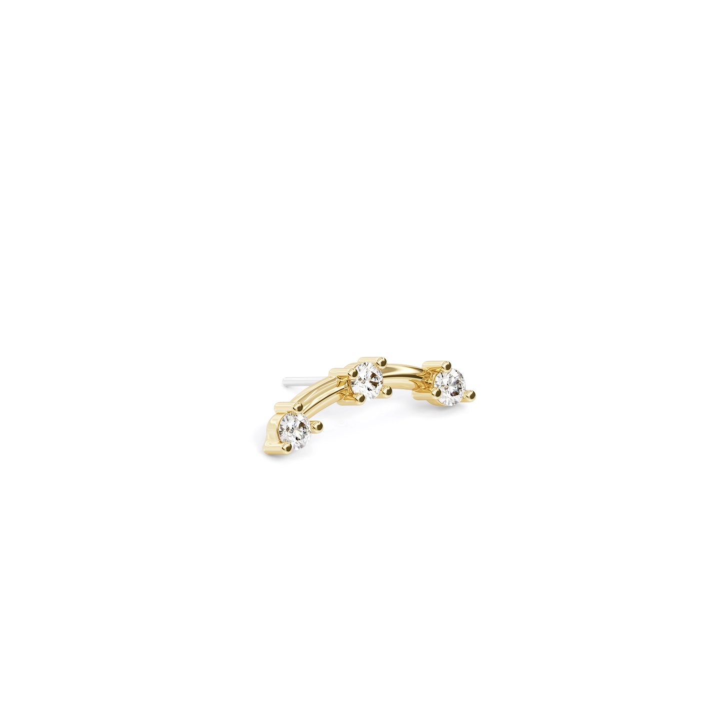 14K Gold Trio Round Diamond Curved Threadless End