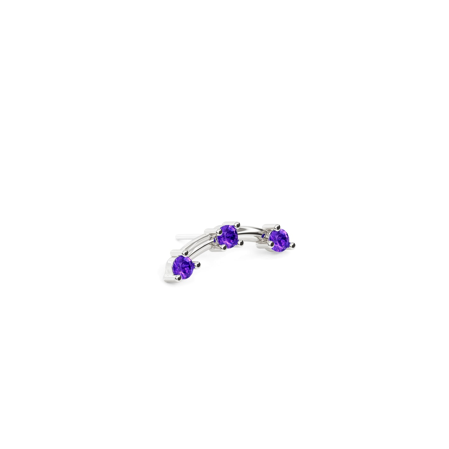 14K Gold Trio Round Amethyst Curved Threadless End