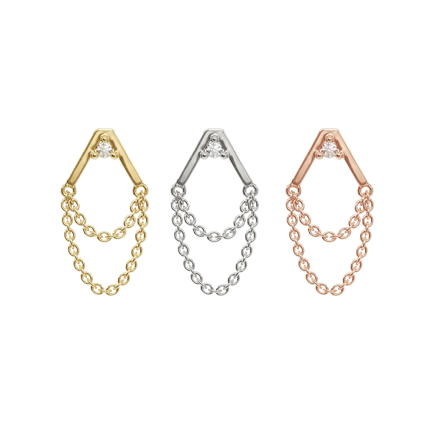 14K Gold Diamond Apex Chain Threadless End