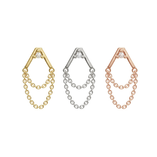 14K Gold Diamond Apex Chain Threadless End