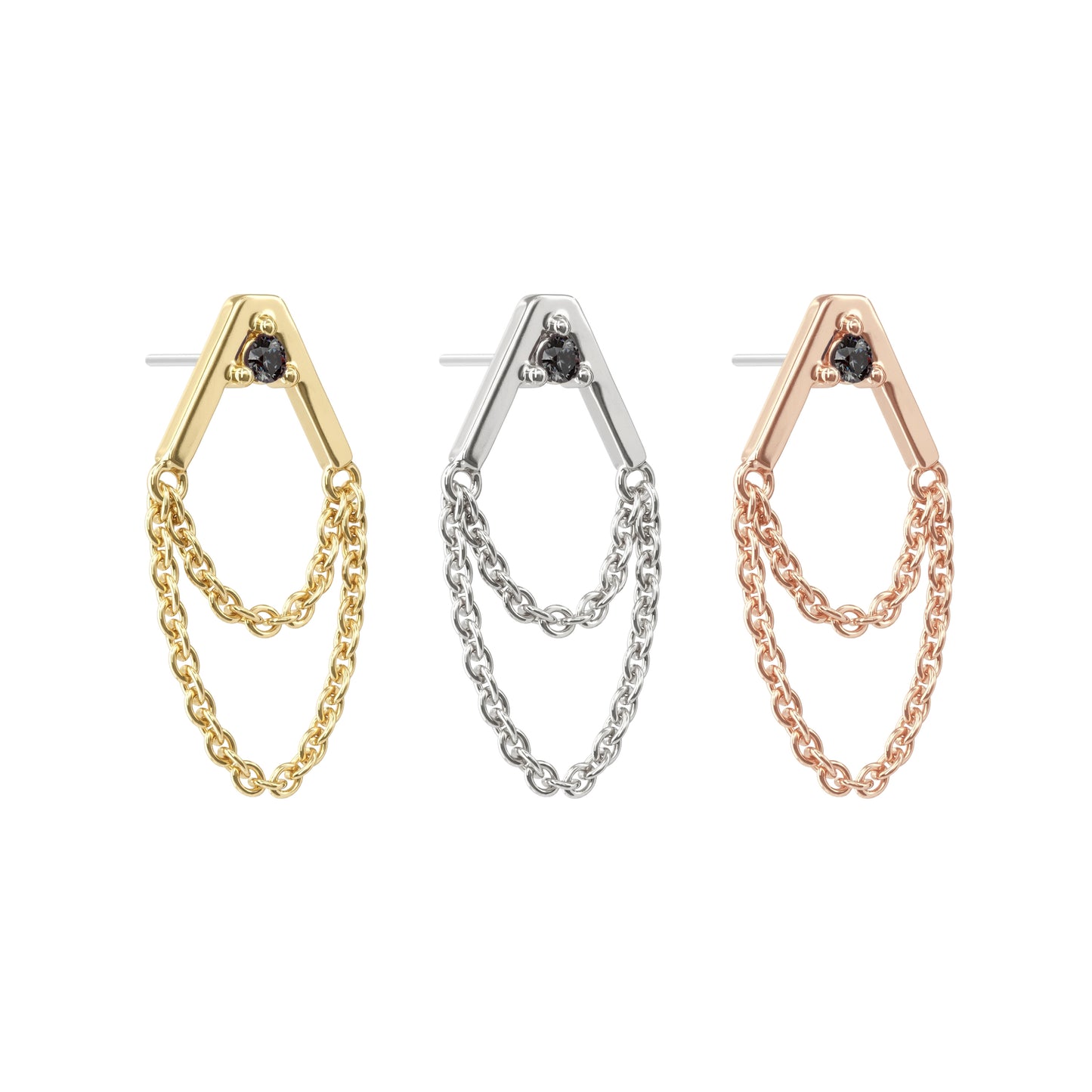 14K Gold Black Diamond Apex Chain Threadless End