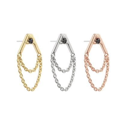 14K Gold Black Diamond Apex Chain Threadless End