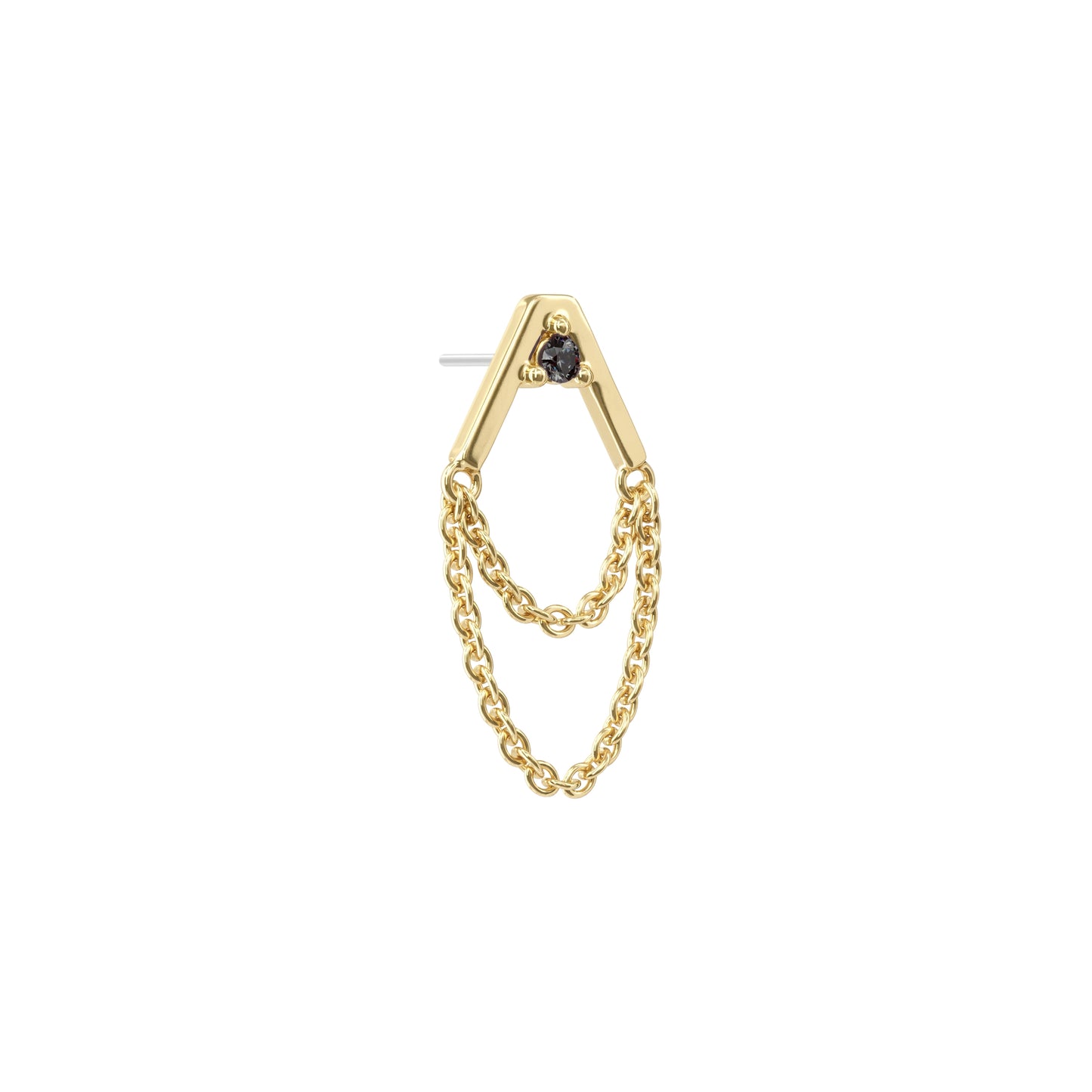14K Gold Black Diamond Apex Chain Threadless End