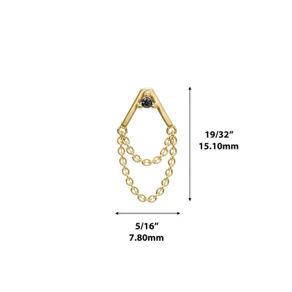 14K Gold Black Diamond Apex Chain Threadless End