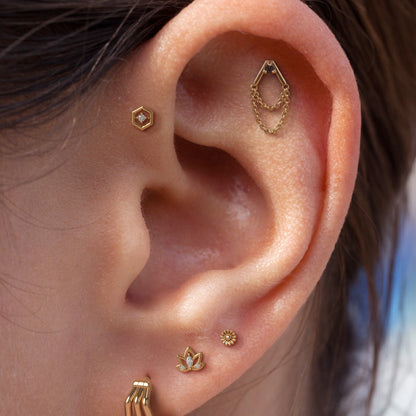 14K Gold Black Diamond Apex Chain Threadless End