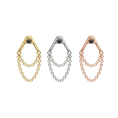 14K Gold Black Diamond Apex Chain Threadless End