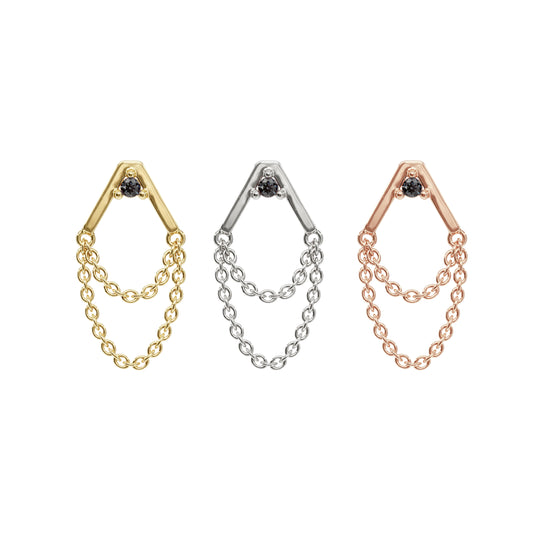 14K Gold Black Diamond Apex Chain Threadless End