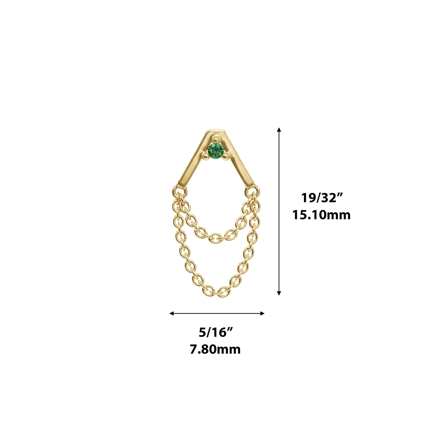 14K Gold Emerald Apex Chain Threadless End
