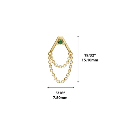 14K Gold Emerald Apex Chain Threadless End