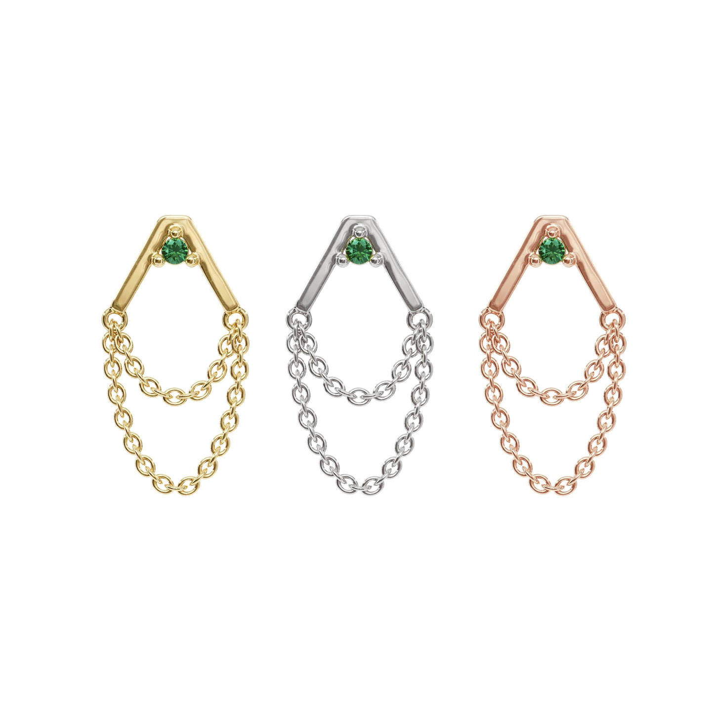 14K Gold Emerald Apex Chain Threadless End