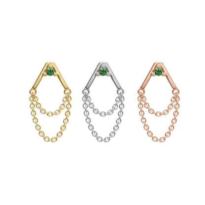 14K Gold Emerald Apex Chain Threadless End