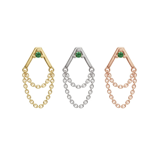 14K Gold Emerald Apex Chain Threadless End