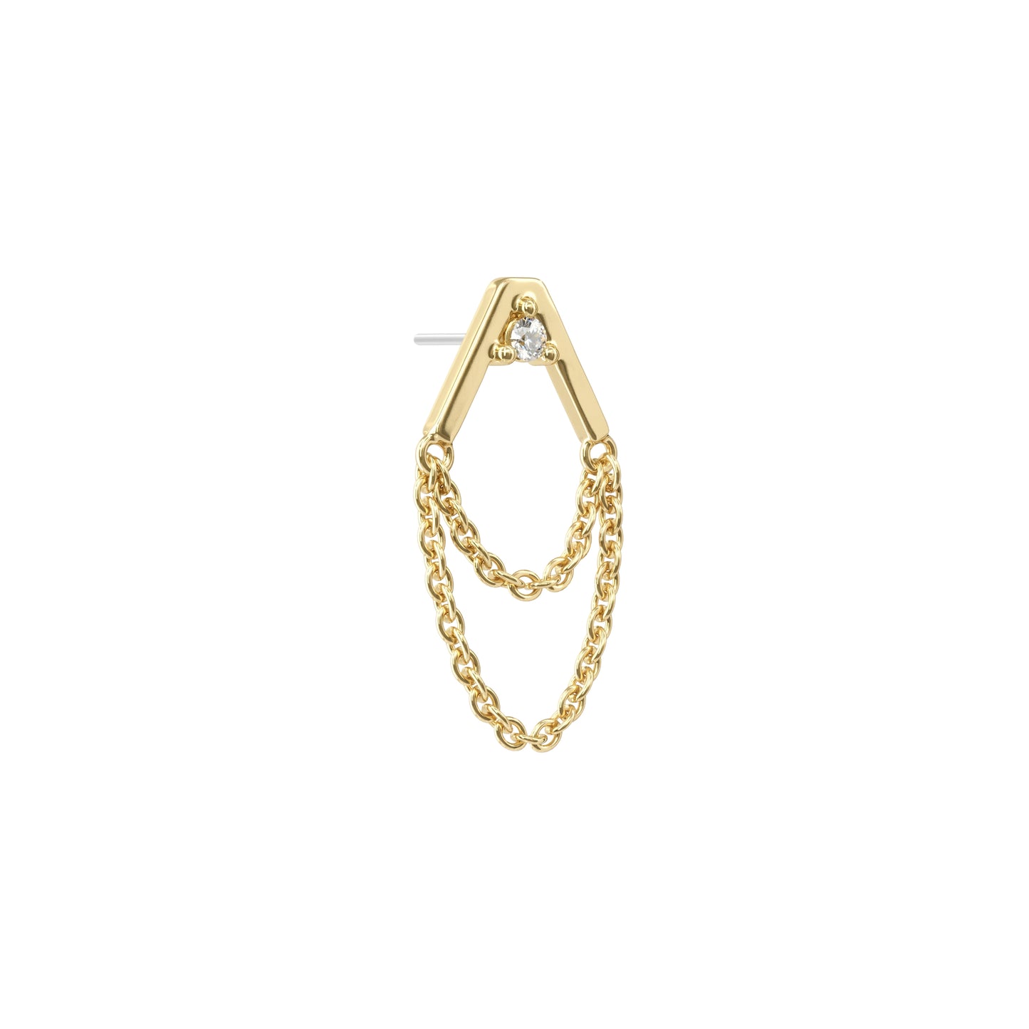 14K Gold Diamond Apex Chain Threadless End