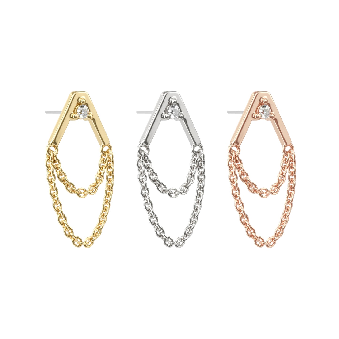 14K Gold Diamond Apex Chain Threadless End