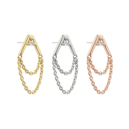 14K Gold Diamond Apex Chain Threadless End