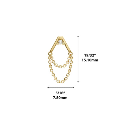 14K Gold Diamond Apex Chain Threadless End