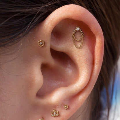 14K Gold Diamond Apex Chain Threadless End