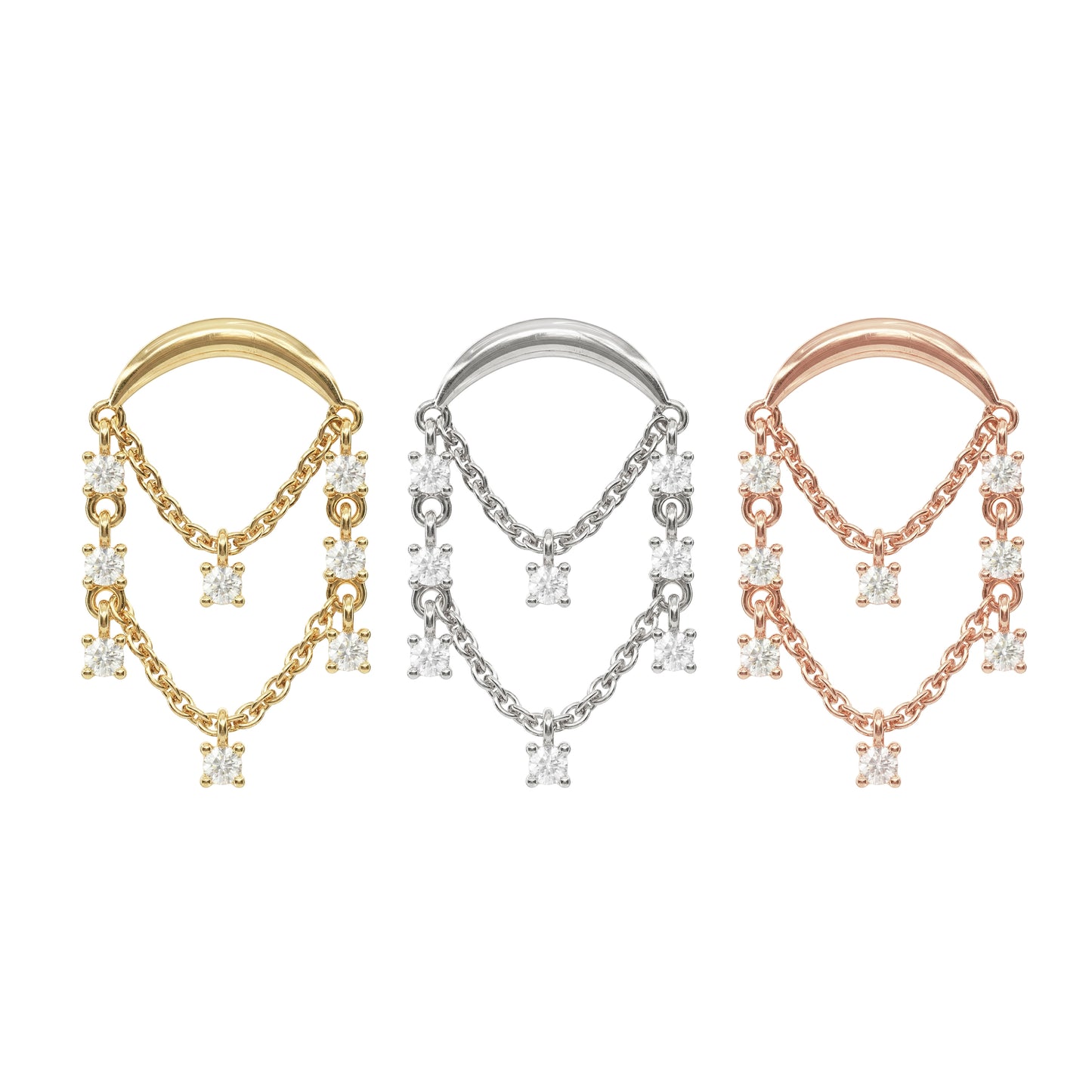 14K Gold Diamond Chandelier Chain Threadless End