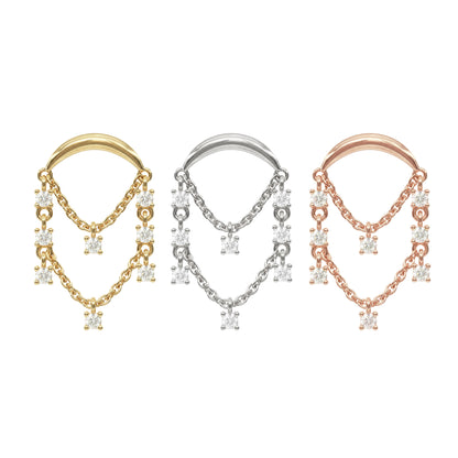 14K Gold Diamond Chandelier Chain Threadless End