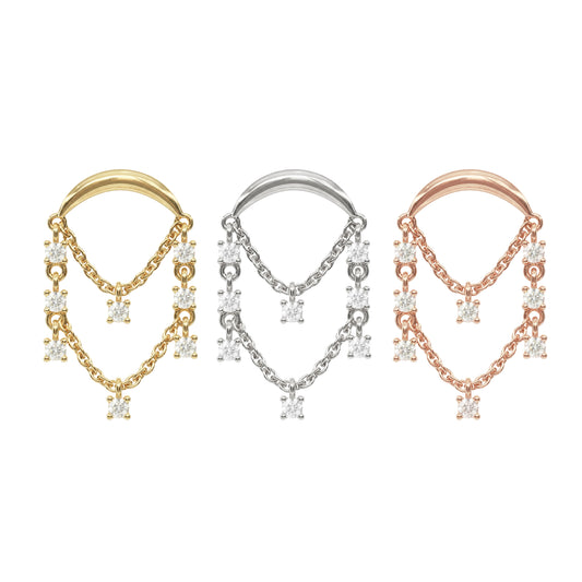 14K Gold Diamond Chandelier Chain Threadless End