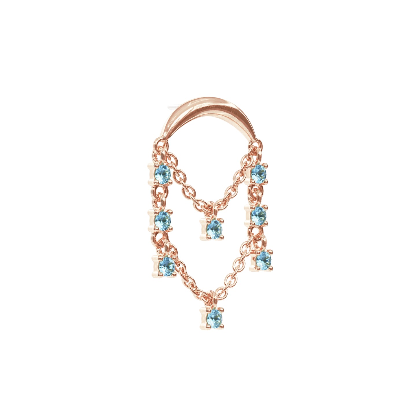 14K Gold Blue Topaz Chandelier Chain Threadless End