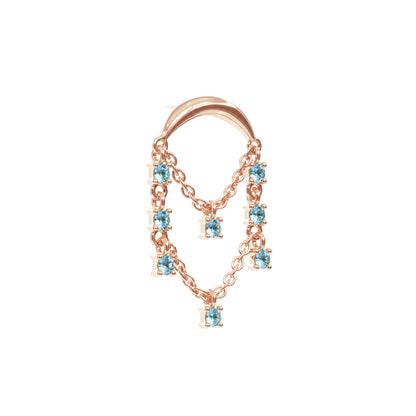 14K Gold Blue Topaz Chandelier Chain Threadless End
